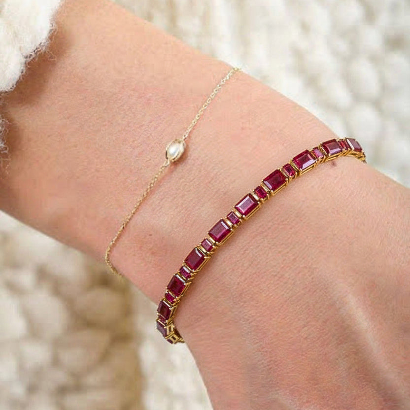 Opal bracelet premium ruby tennis style 
