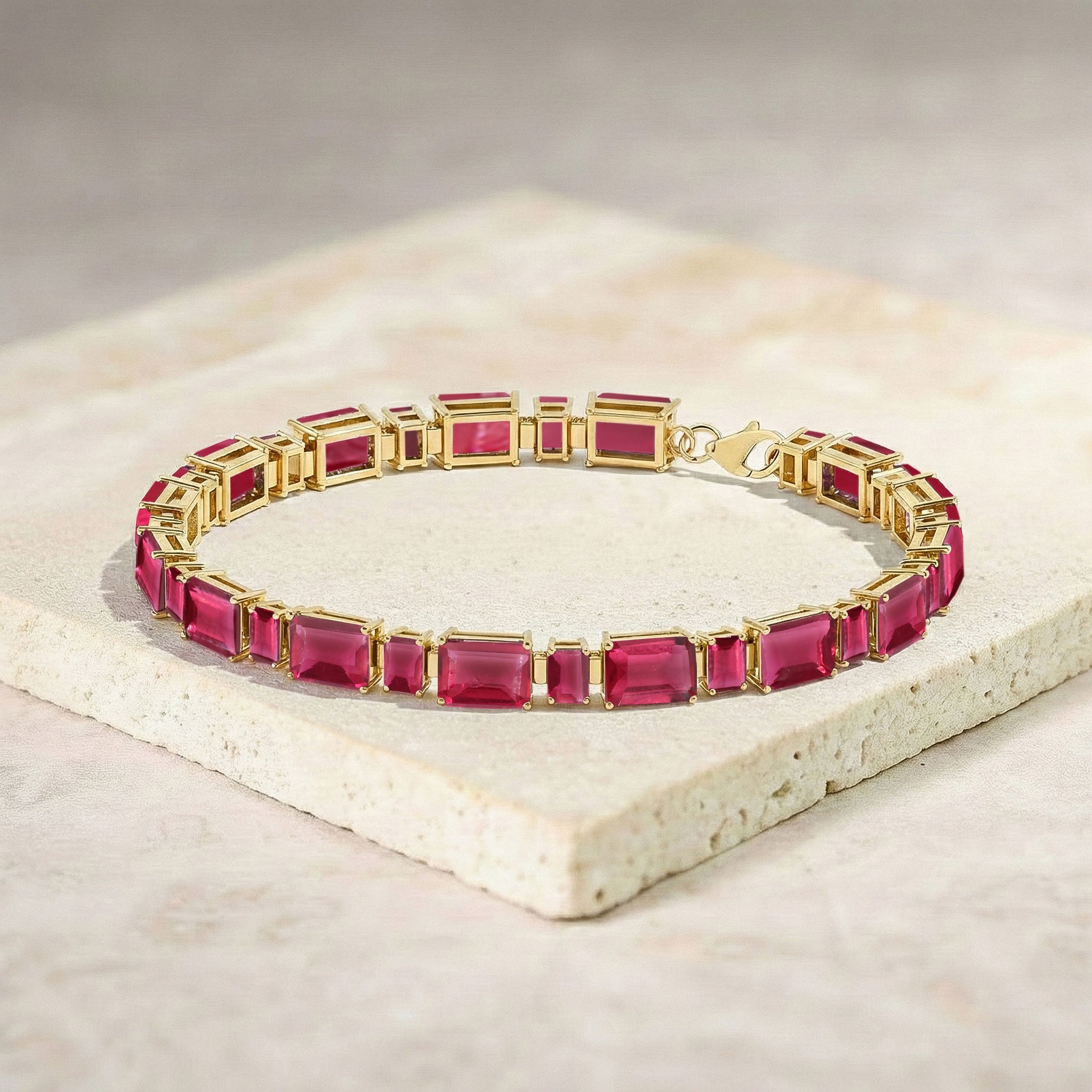 Pink Tourmaline Octagon Tennis Bracelet in 925 Sterling Silver 7X5 MM 24.15ct