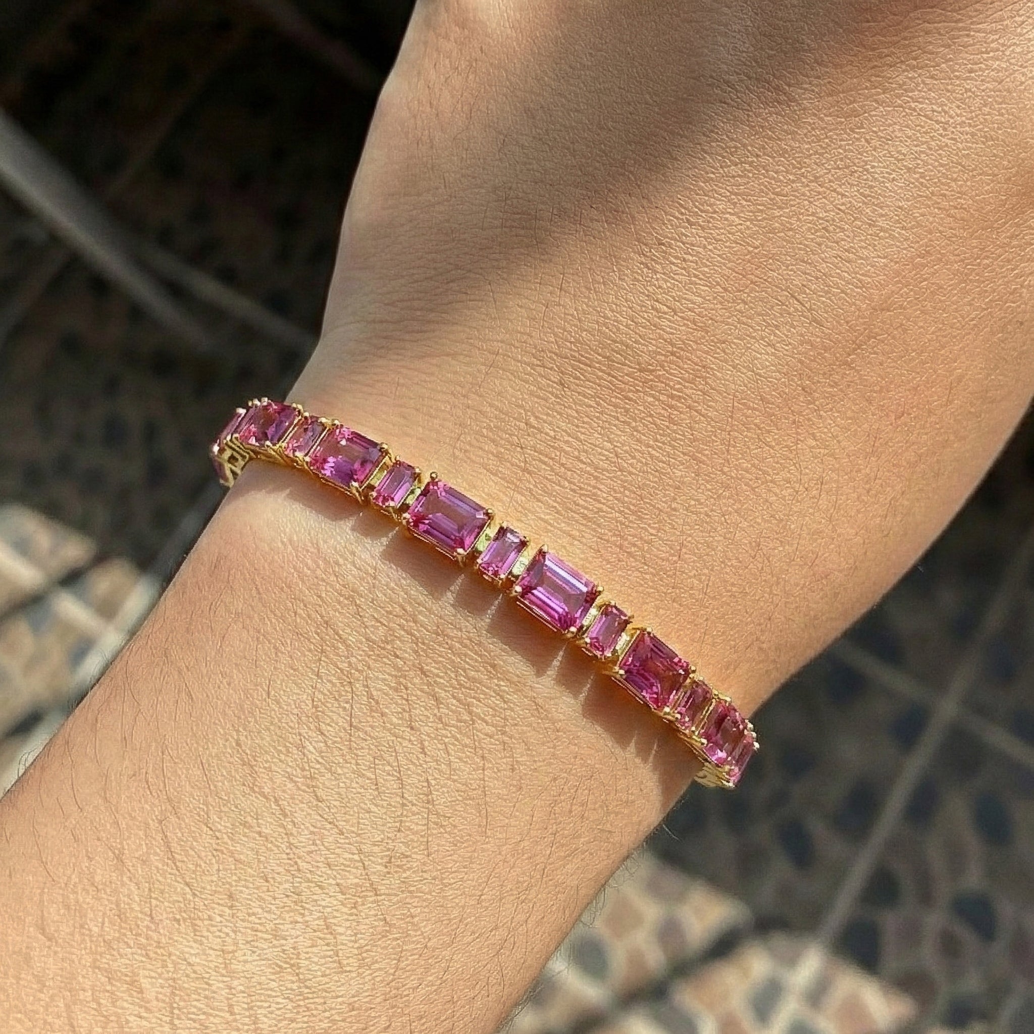 Real opal bracelet pink gemstone jewelry 


