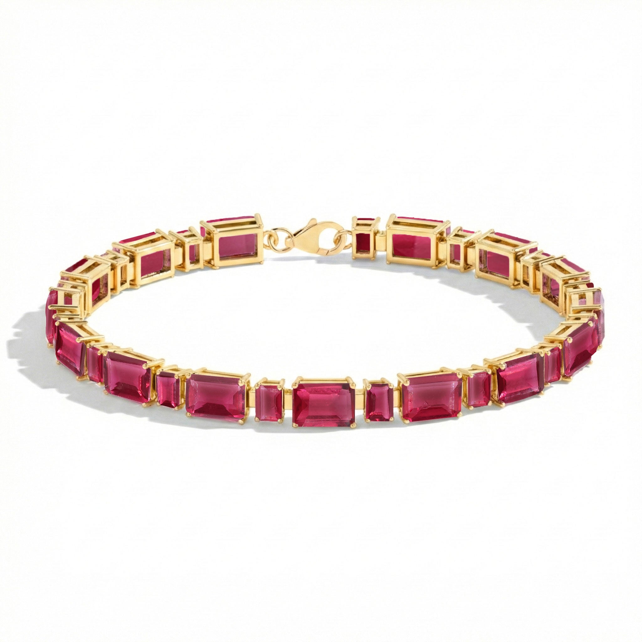 Pink Tourmaline Octagon Tennis Bracelet in 925 Sterling Silver 7X5 MM 24.15ct