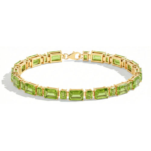 Peridot Octagon Tennis Bracelet in 925 Sterling Silver 7X5 MM 24.15ct