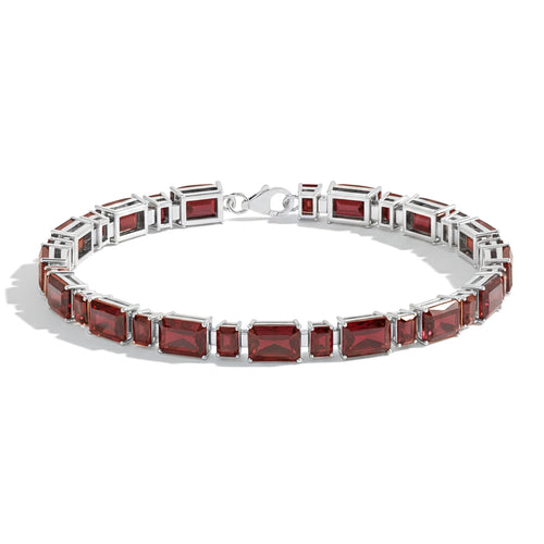 Garnet Octagon Tennis Bracelet in 925 Sterling Silver 7X5 MM 24.15ct