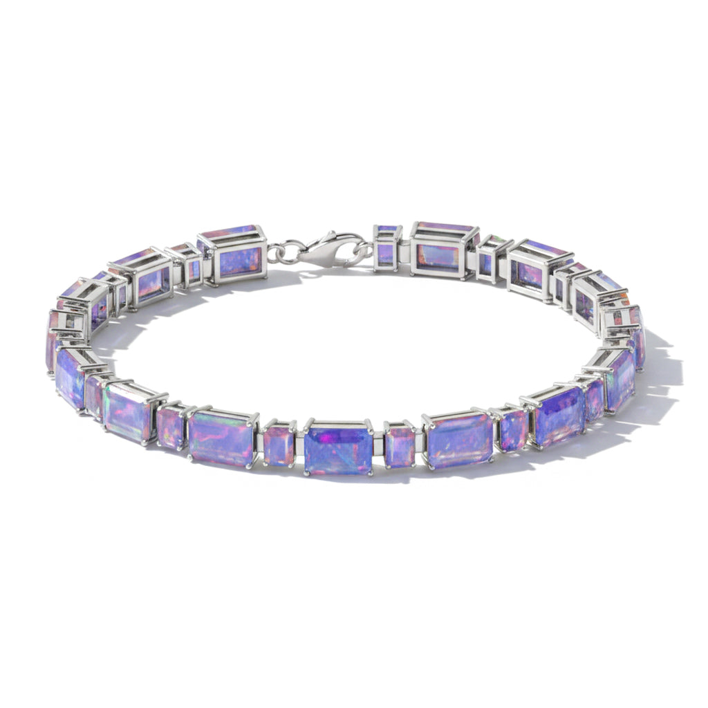 Lavender Opal Octagon Tennis Bracelet in 925 Sterling Silver 7X5 MM 24.15ct