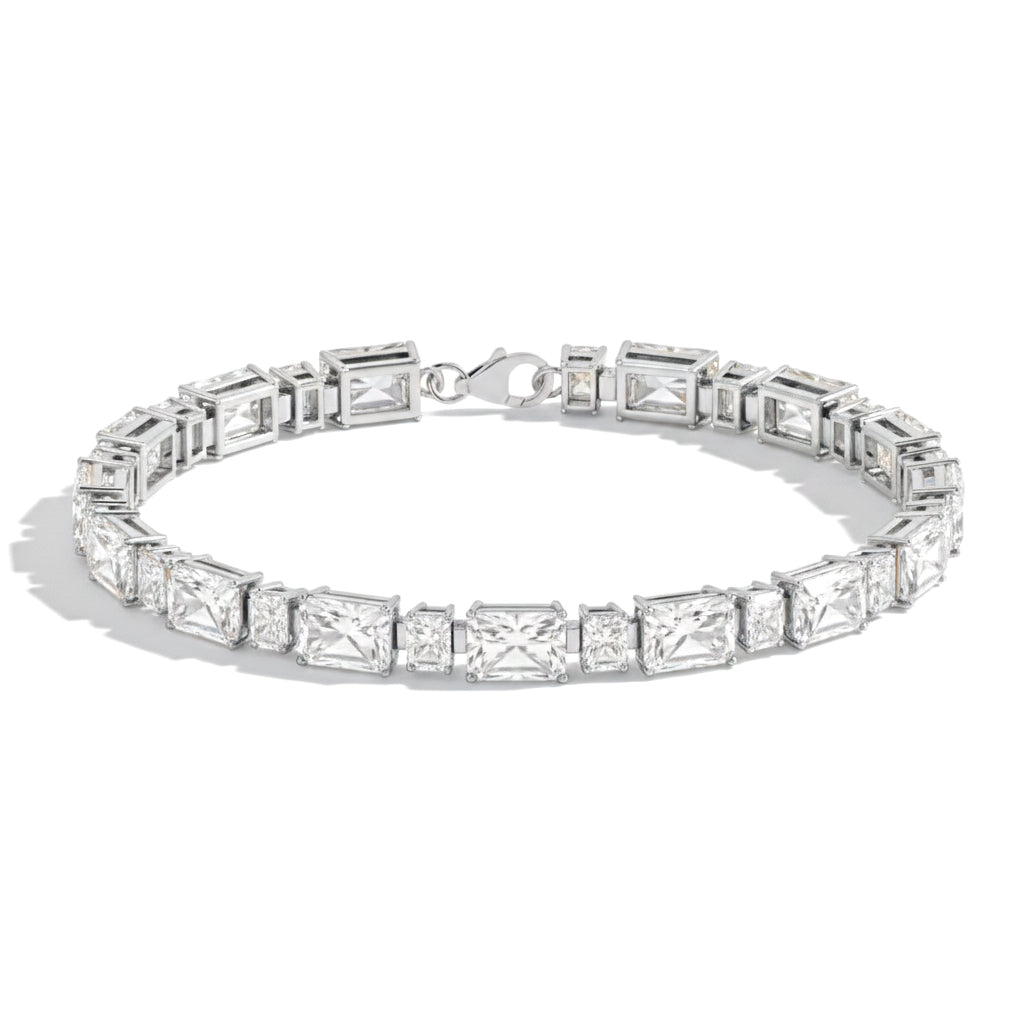 Moissanite Octagon Tennis Bracelet in 925 Sterling Silver 7X5 MM 24.15ct