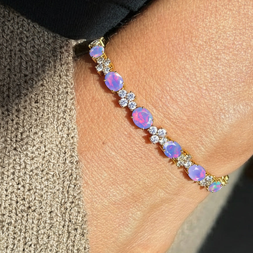 Elegant Lavender Opal Tennis Bracelet 