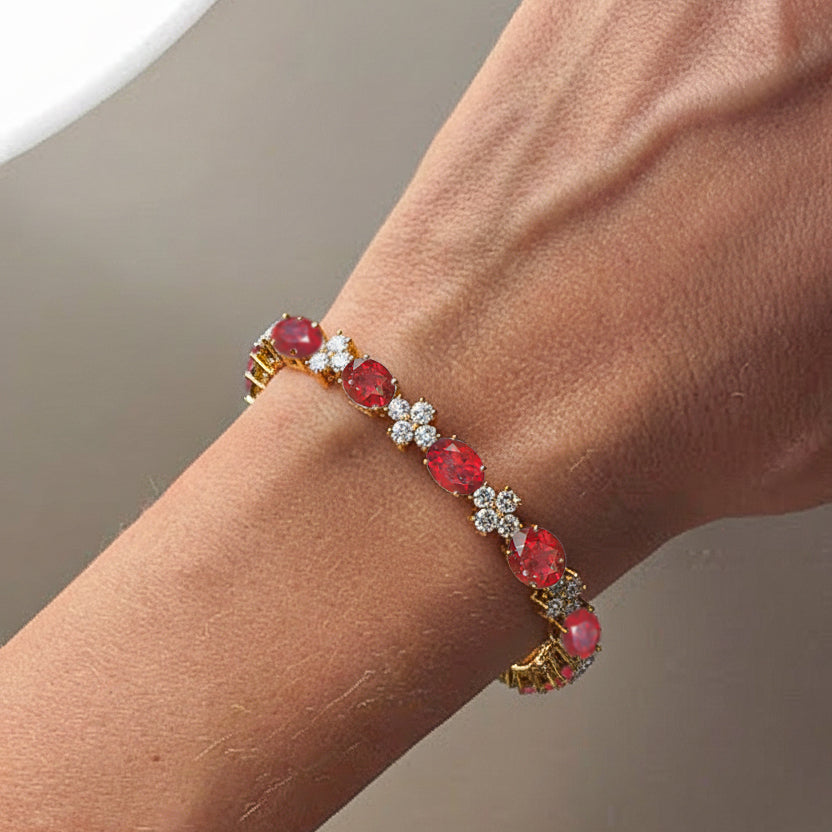 Ladies Tennis Bracelet Ruby Gemstone Style 
