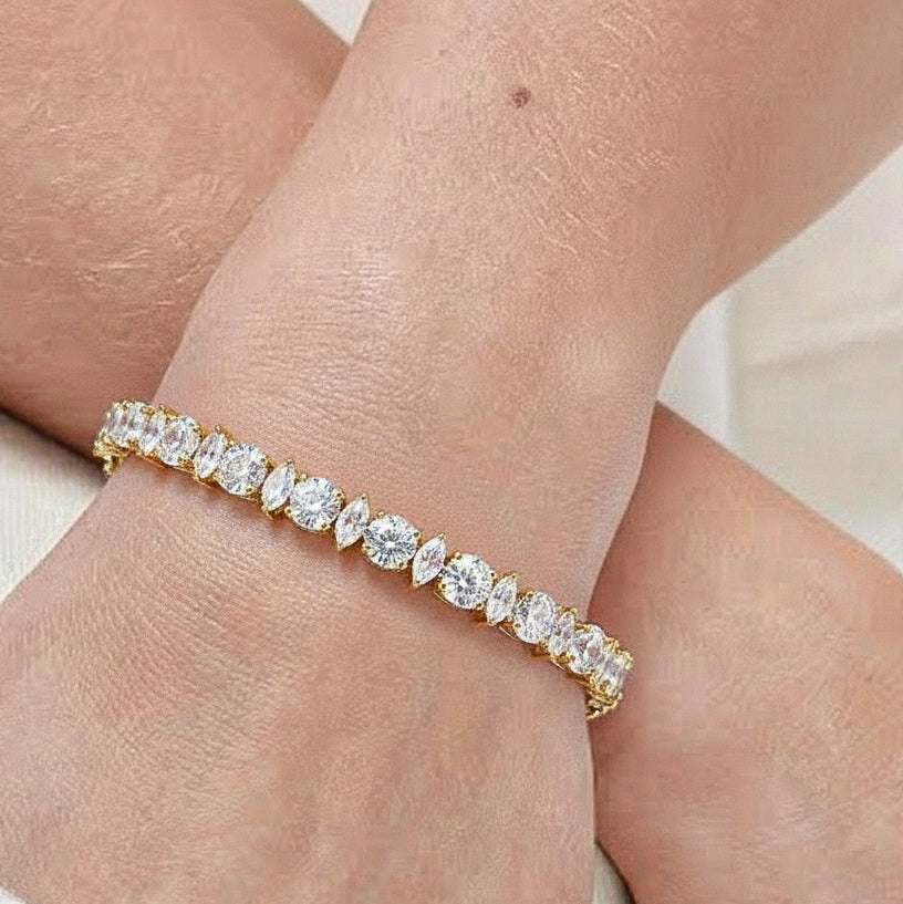 Moissanite Round & Marquise Tennis Bracelet 5 MM & 5x2.5 MM 22.11 Ct Luxury Shine