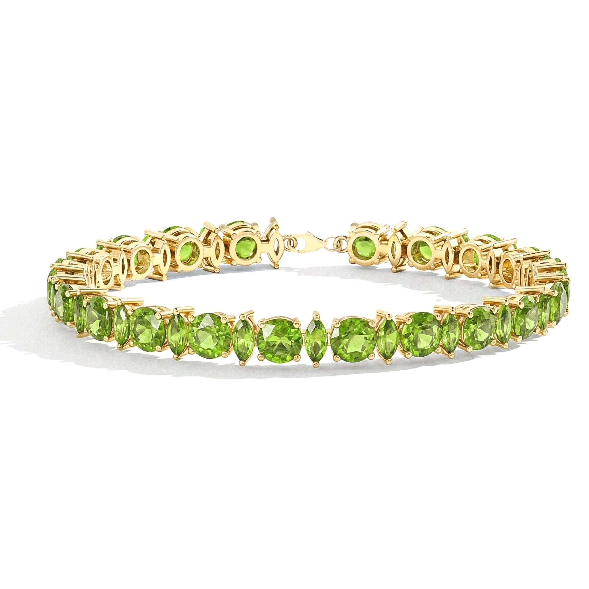 Peridot Round & Marquise Bracelet 5 MM & 5x2.5 MM 22.11 Ct Fresh Green Look