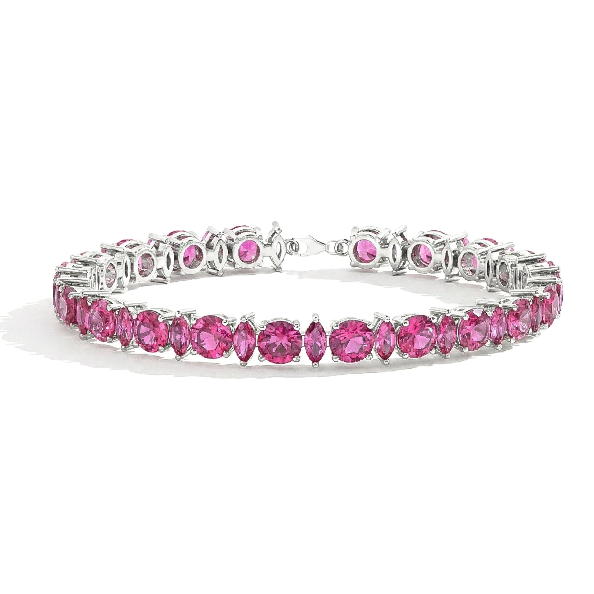 Tennis Bracelet Women Pink Tourmaline Design
