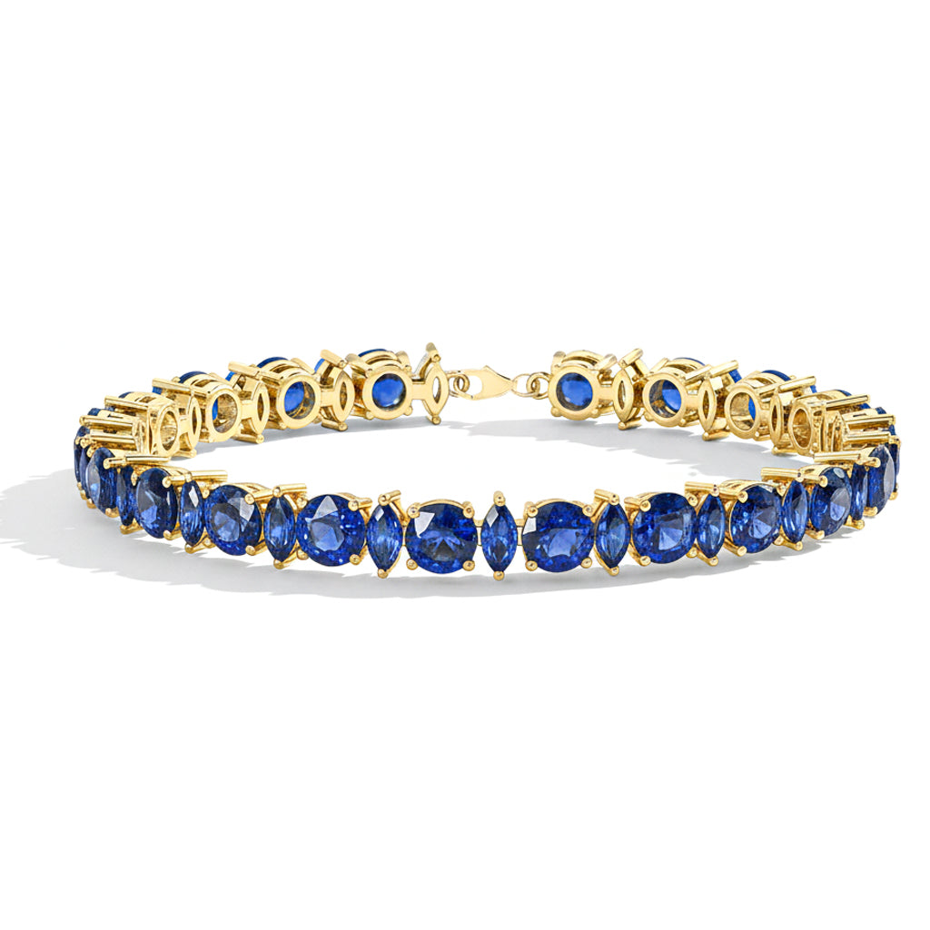 Elegant Blue Sapphire Tennis Bracelet Women

