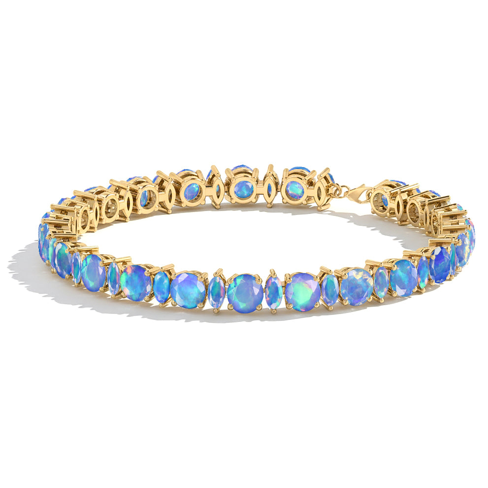 Blue Opal Round & Marquise Bracelet 5 MM & 5x2.5 MM 22.11 Ct Ocean Style