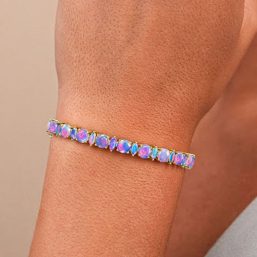 Lavender Opal Round & Marquise Bracelet 5 MM & 5x2.5 MM 22.11 Ct Soft Elegance