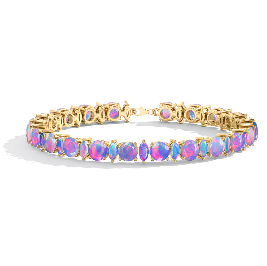 Lavender Opal Round & Marquise Bracelet 5 MM & 5x2.5 MM 22.11 Ct Soft Elegance