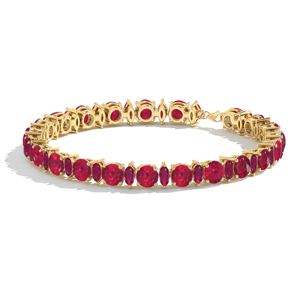 Ruby Round & Marquise Tennis Bracelet 5 MM & 5x2.5 MM 22.11 Ct Royal Style