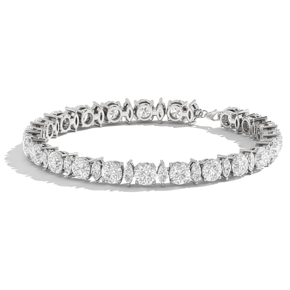 Moissanite Round & Marquise Tennis Bracelet 5 MM & 5x2.5 MM 22.11 Ct Luxury Shine