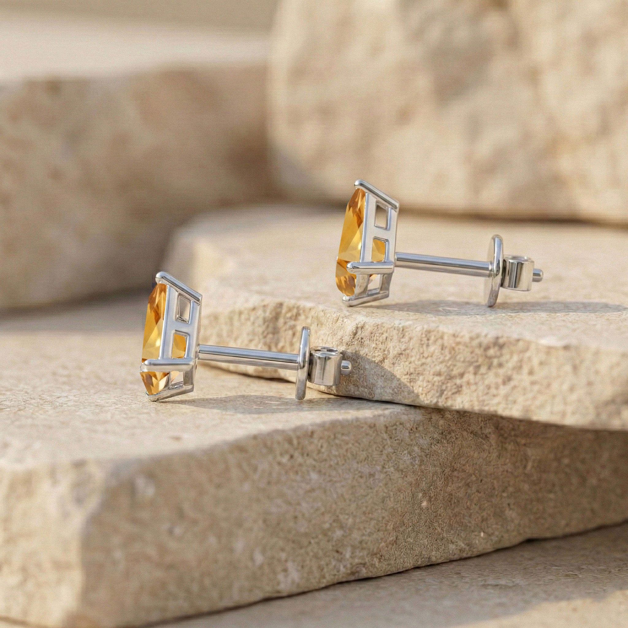 Citrine Kite Stud Earrings in 925 Sterling Silver 7x5 MM 1.50ct