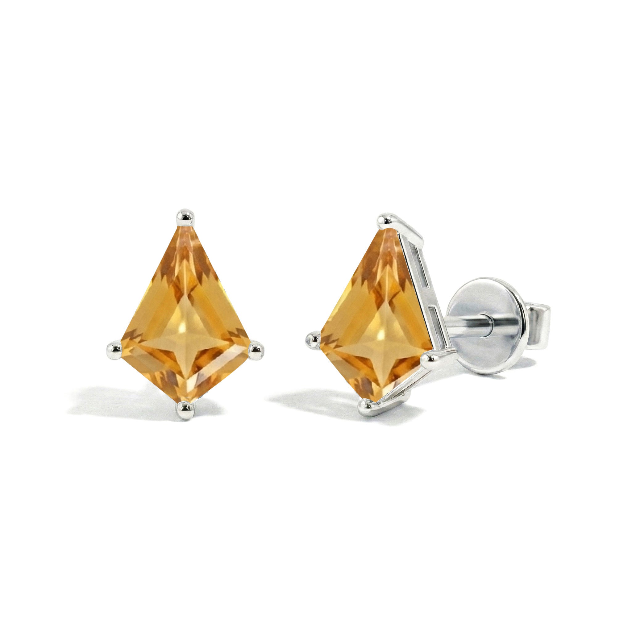 Citrine Kite Stud Earrings in 925 Sterling Silver 7x5 MM 1.50ct