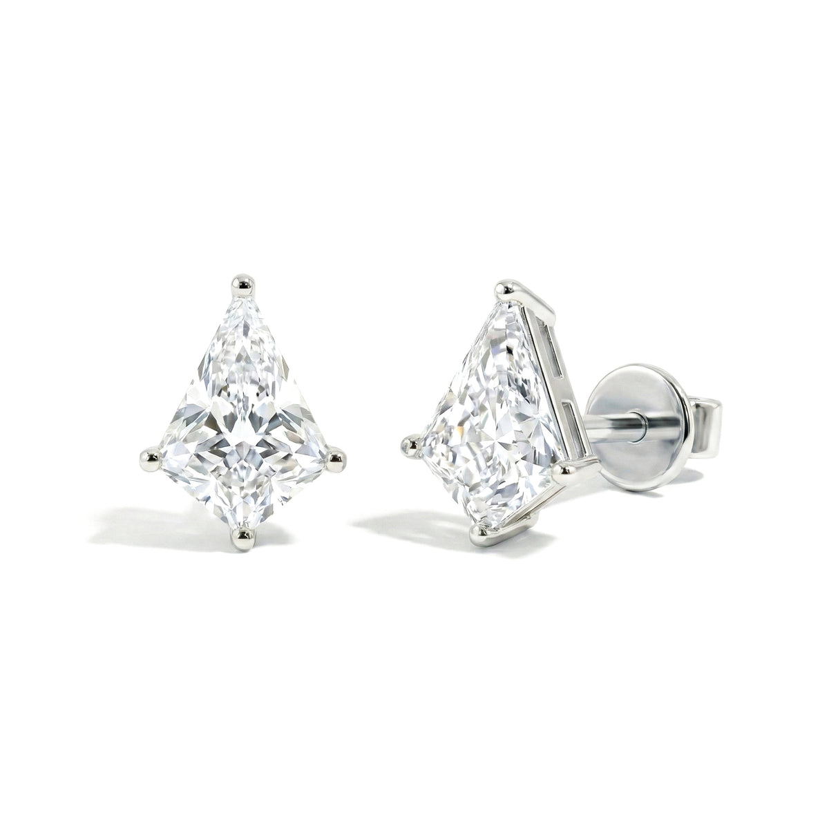 Simulated Diamond Kite Stud Earrings in 925 Sterling Silver 7x5 MM 1.50ct