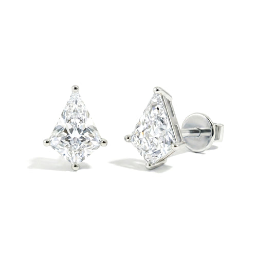 Simulated Diamond Kite Stud Earrings in 925 Sterling Silver 7x5 MM 1.50ct