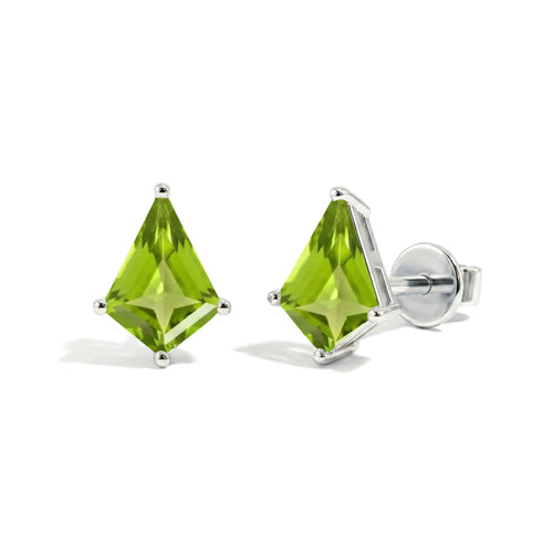 Peridot Kite Stud Earrings in 925 Sterling Silver 7x5 MM 1.50ct