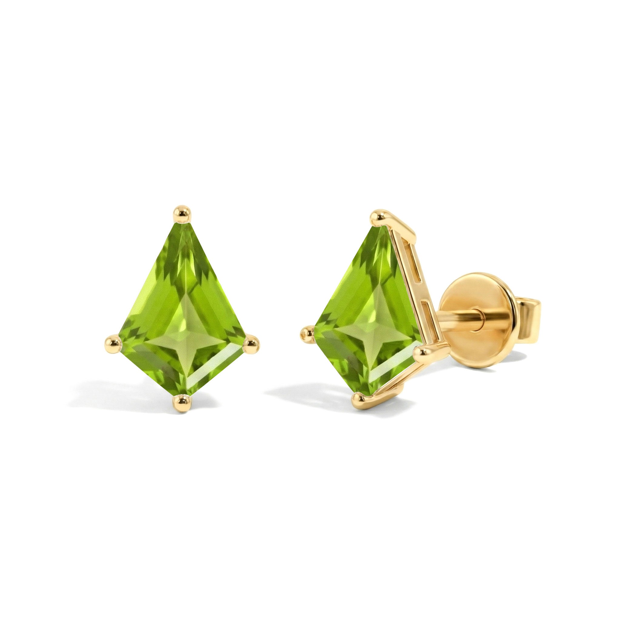 Peridot Kite Stud Earrings in 925 Sterling Silver 7x5 MM 1.50ct