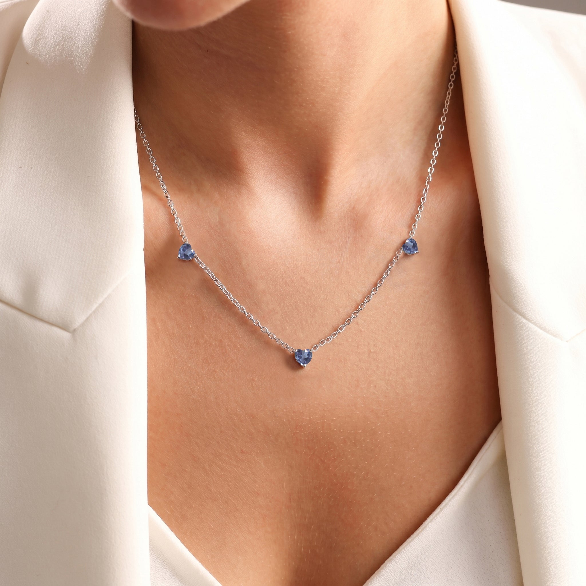 Minimalist AAA Alexandrite Heart Necklace handcrafted in Sterling Silver.
