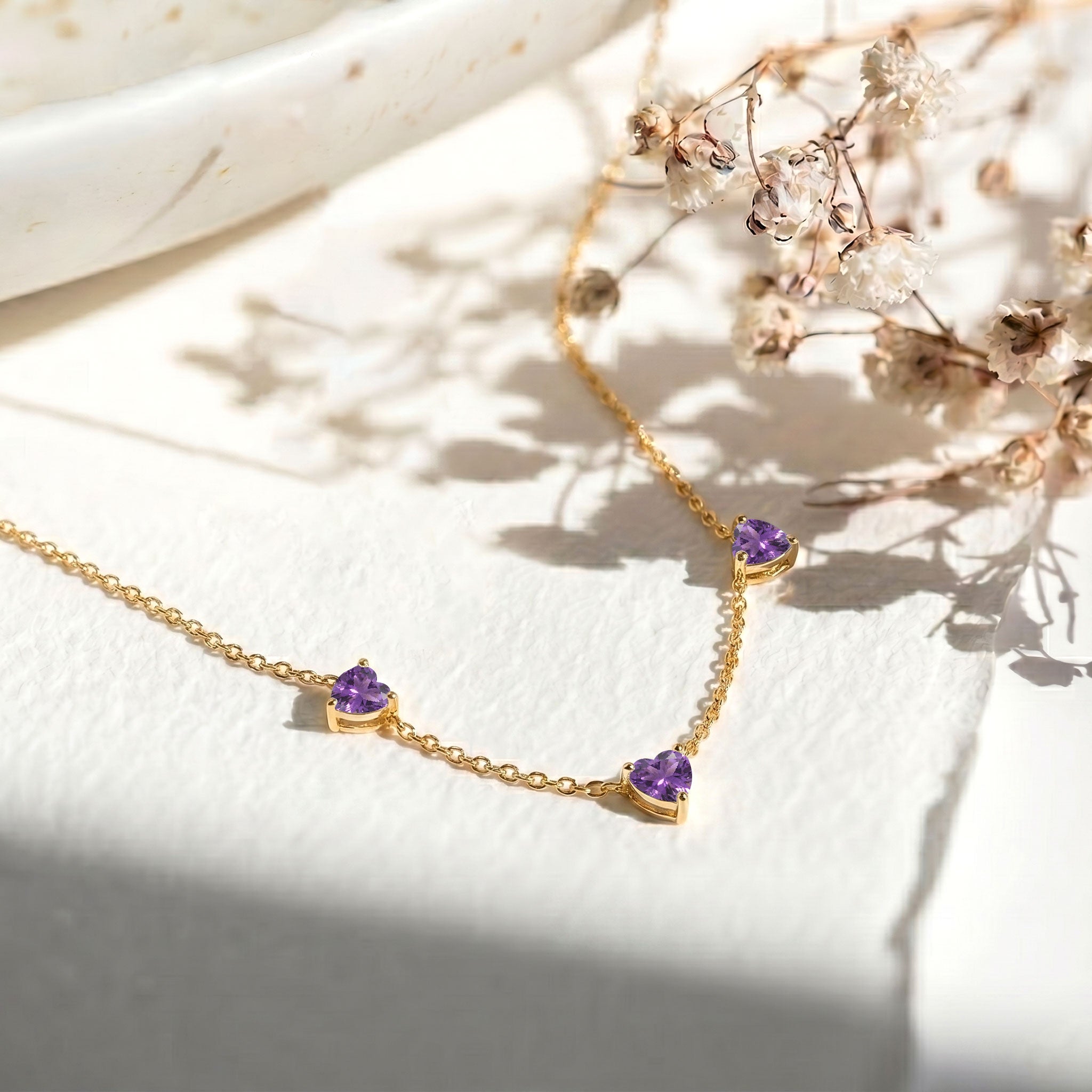 Genuine AAA Amethyst Heart Necklace, handcrafted gemstone jewelry gift for her."
