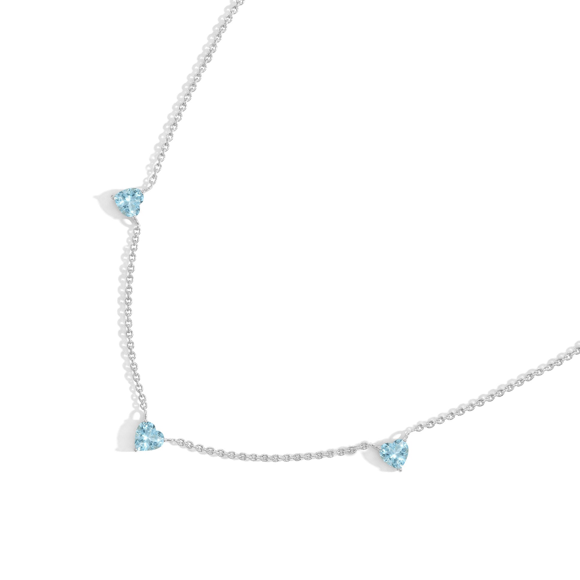 AAA Aquamarine Heart Necklace in 925 Sterling Silver