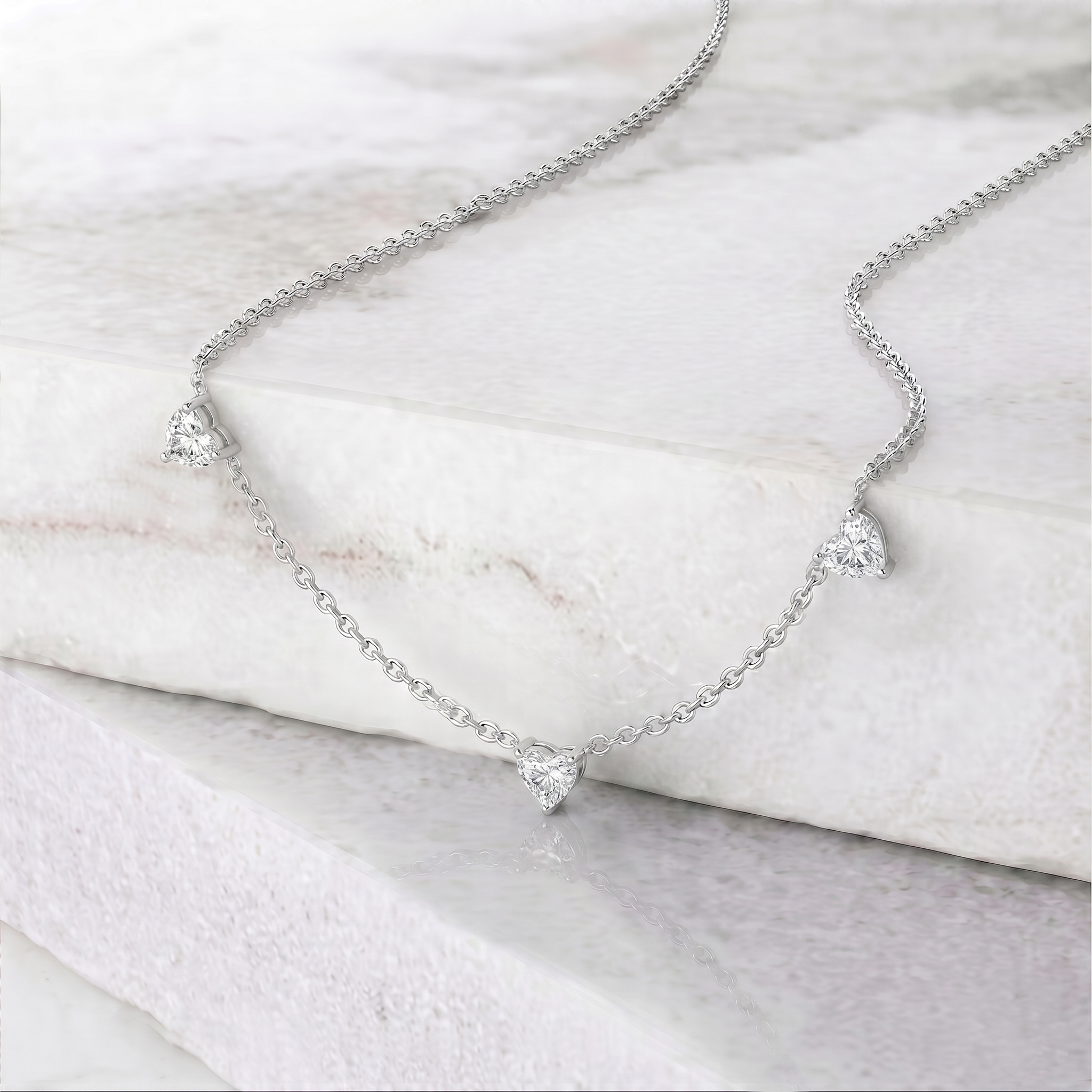 Natural Moissanite gemstone necklace in 925 Sterling Silver for women.
