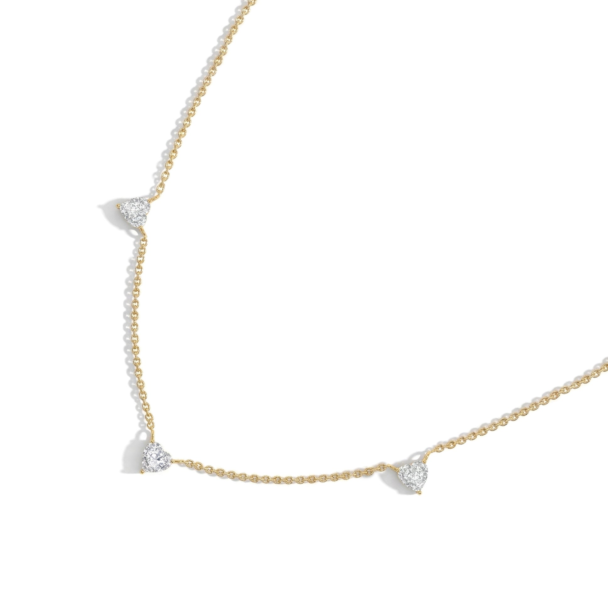 Natural Moissanite Heart Necklace on a delicate 16-inch chain for everyday wear.
