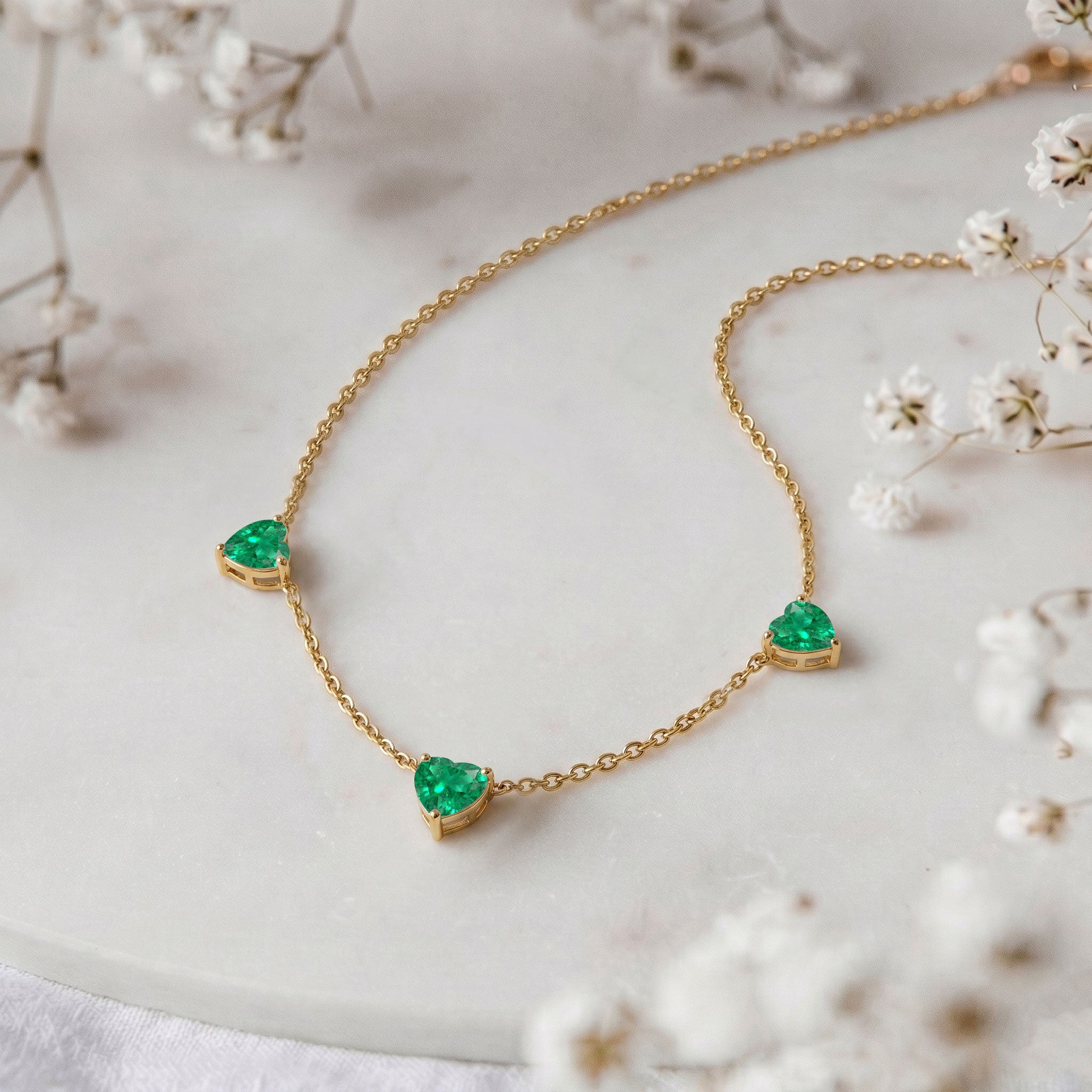 AAA Emerald Heart Necklace in 925 Sterling Silver