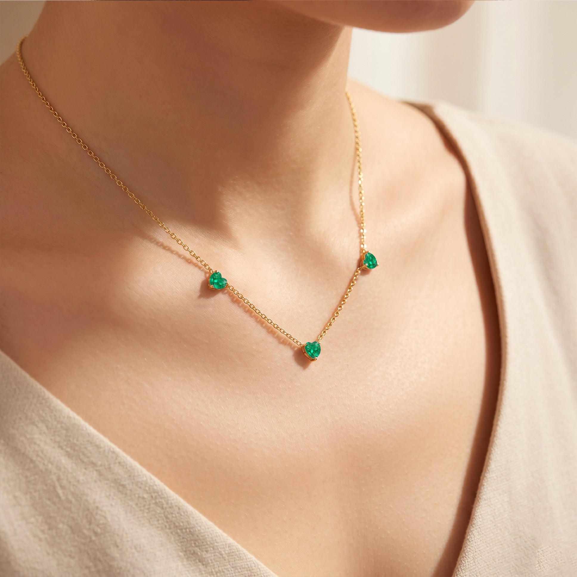 AAA Emerald Heart Necklace in 925 Sterling Silver