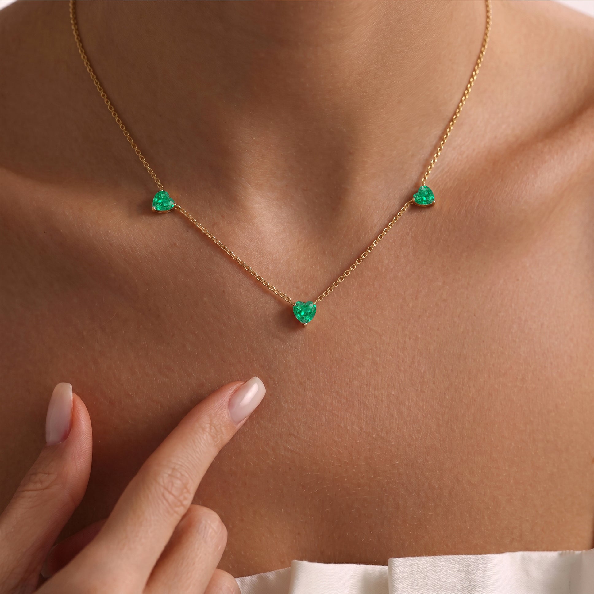 AAA Emerald Heart Necklace in 925 Sterling Silver