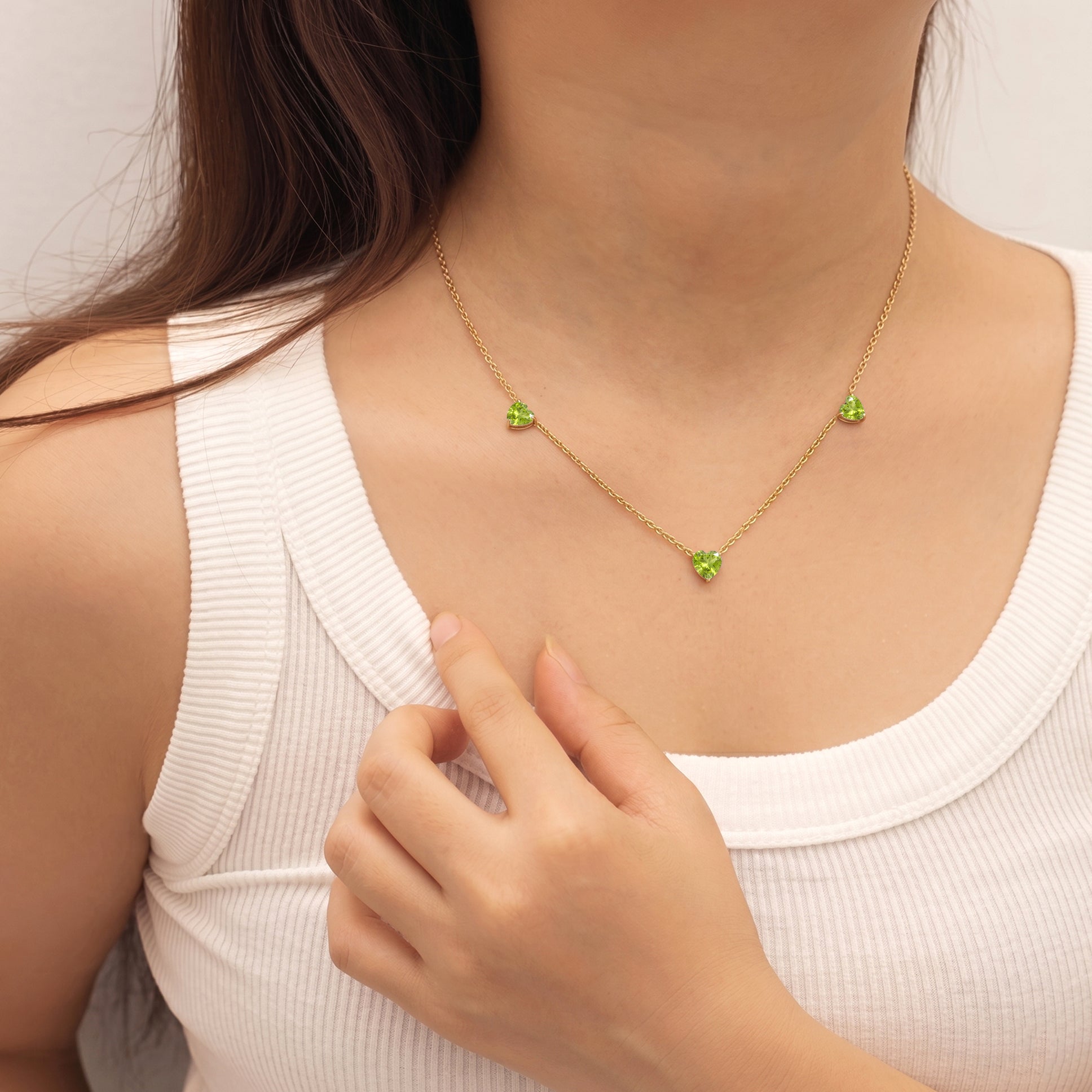 AAA Natural Peridot Heart Necklace in 925 Sterling Silver