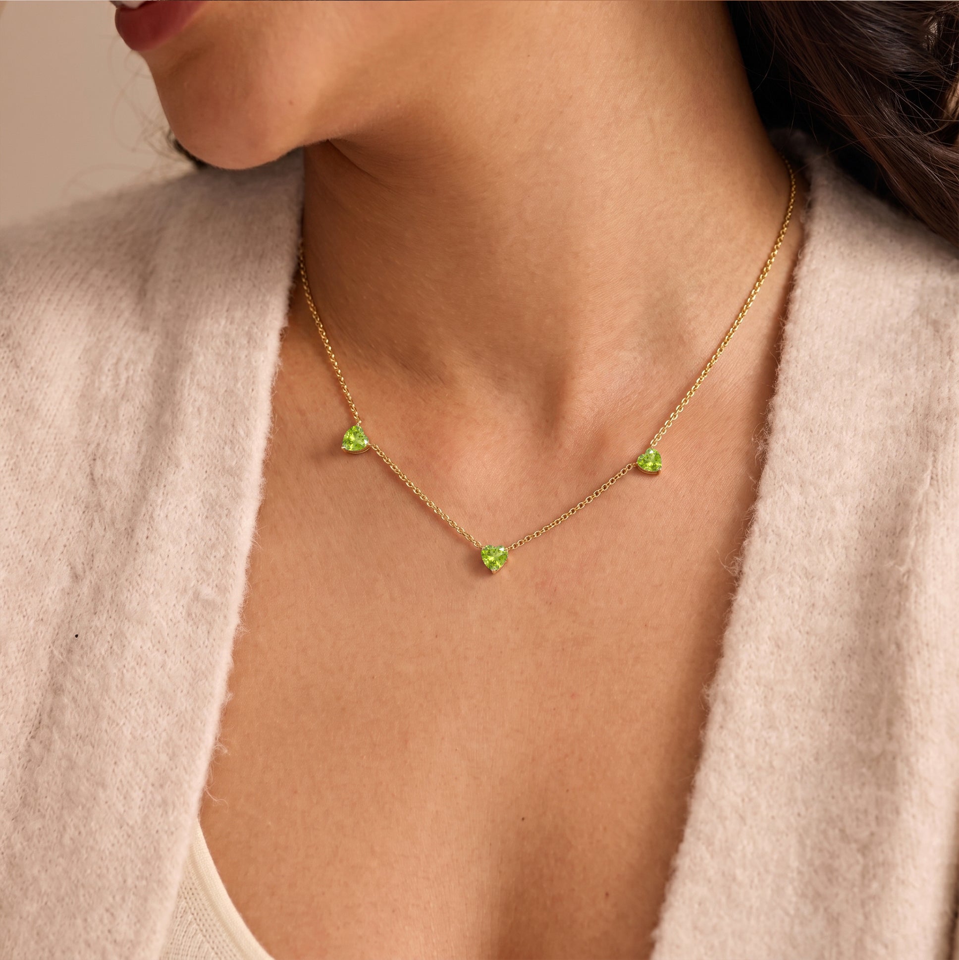 AAA Natural Peridot Heart Necklace in 925 Sterling Silver