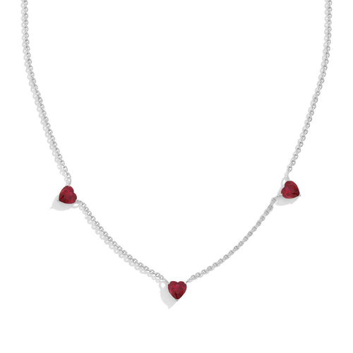 Natural Ruby Heart Necklace in 925 Sterling Silver