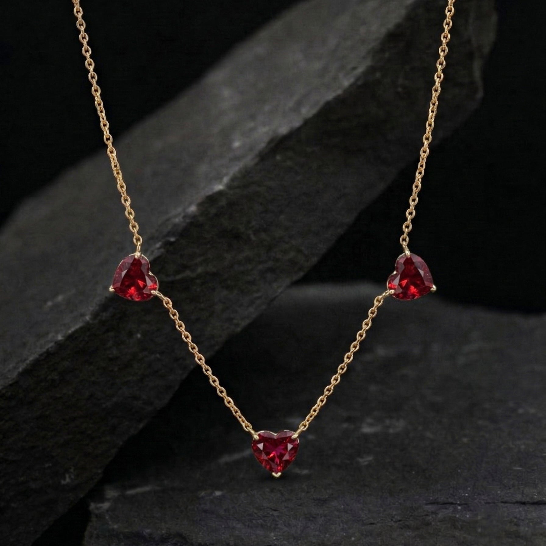 Natural Ruby gemstone necklace in sterling silver for everyday wear.
