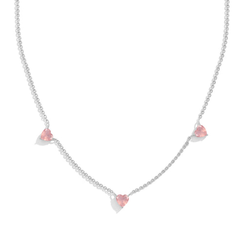 Natural Rose Quartz Heart Necklace in 925 Sterling Silver