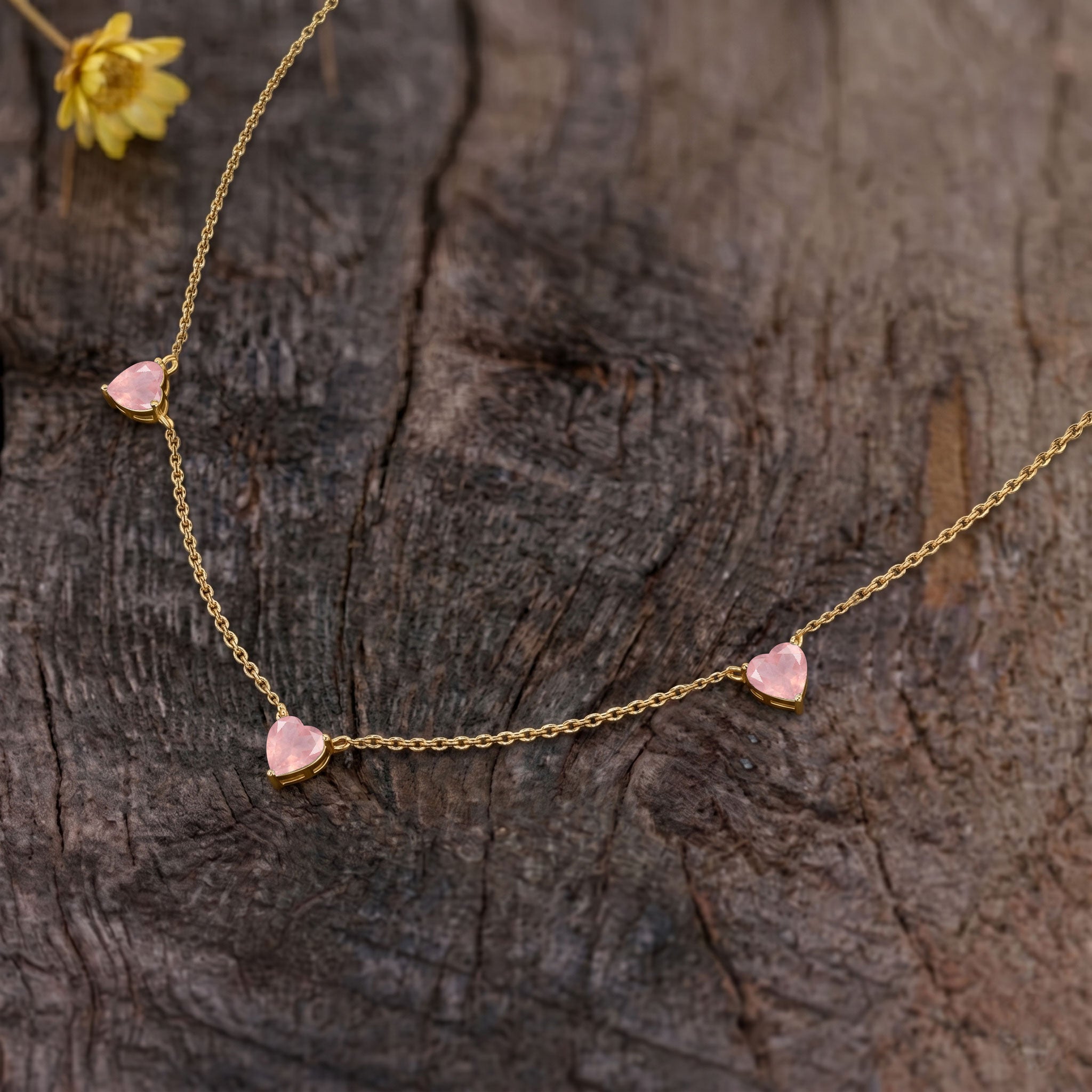 AAA Natural Rose Quartz Heart Necklace in 925 Sterling Silver