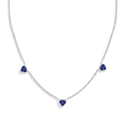 AAA Tanzanite Heart Station Necklace in 925 Sterling Silver