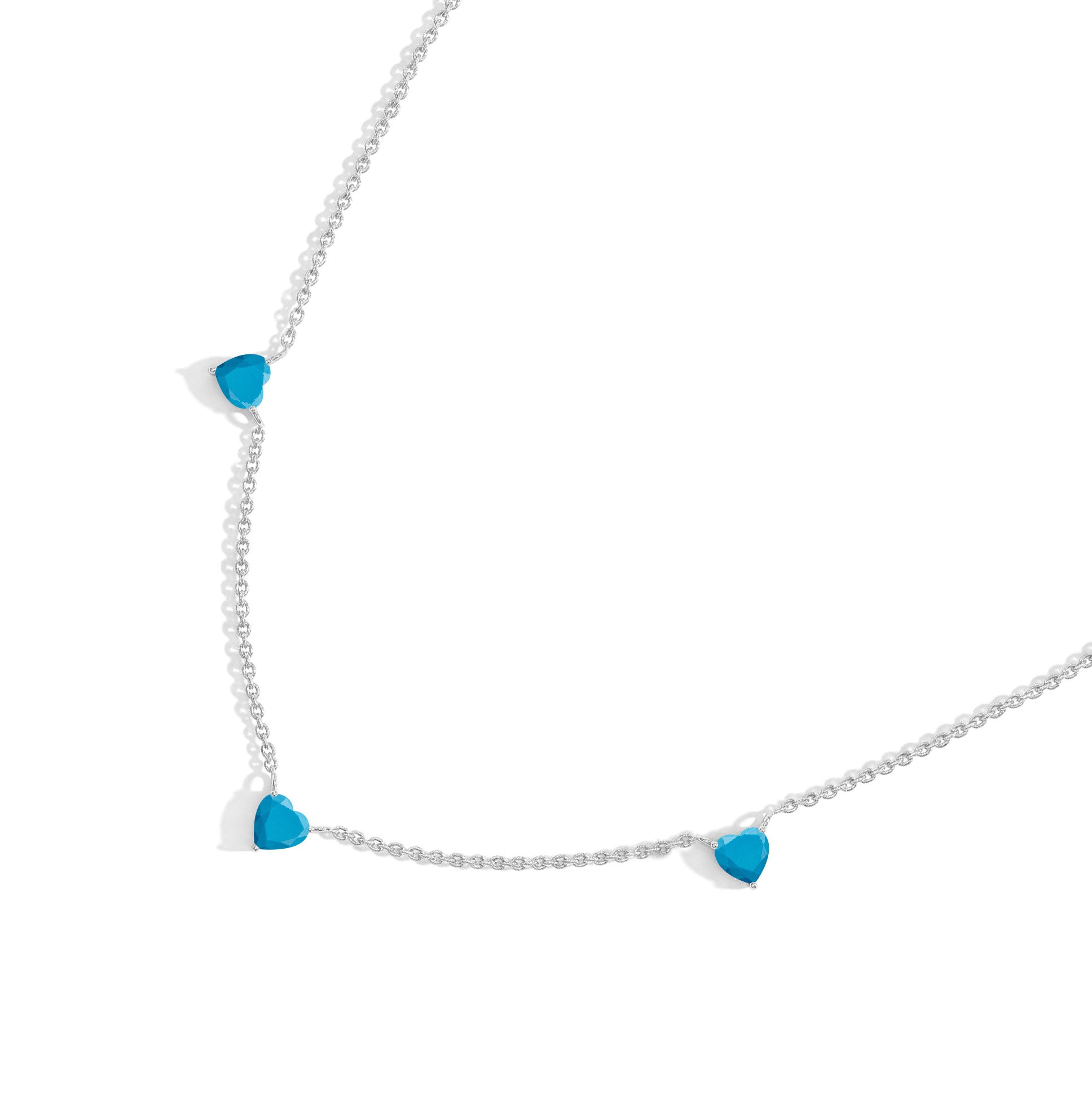 Natural Turquoise gemstone necklace in 925 Sterling Silver for women.
