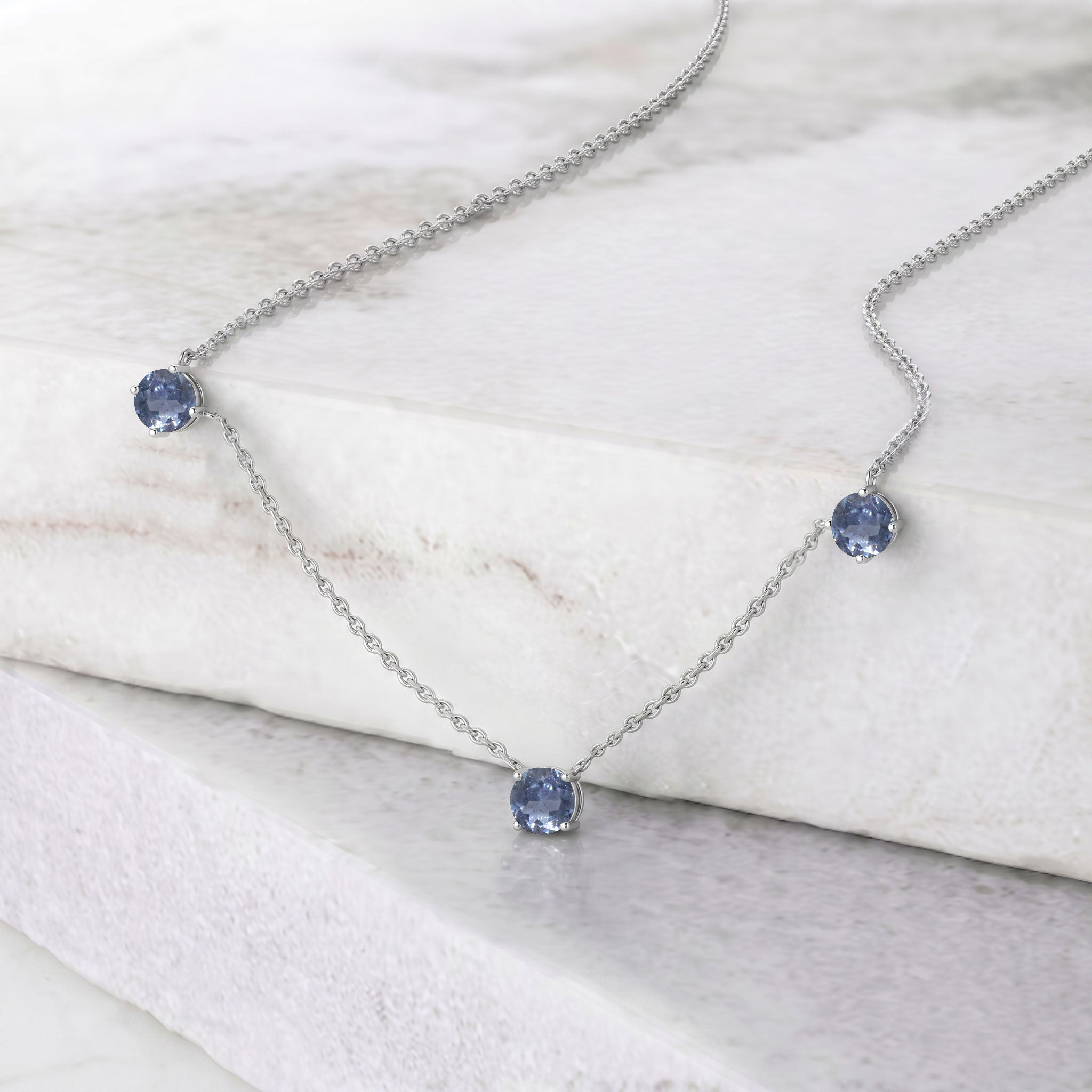 925 Sterling Silver Alexandrite necklace with adjustable extender chain.
