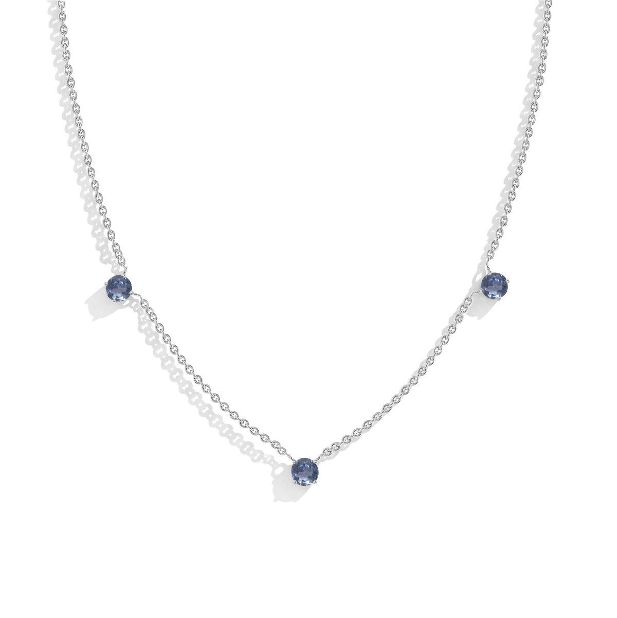 Alexandrite Three Stone Birthstone Necklace in Sterling Silver