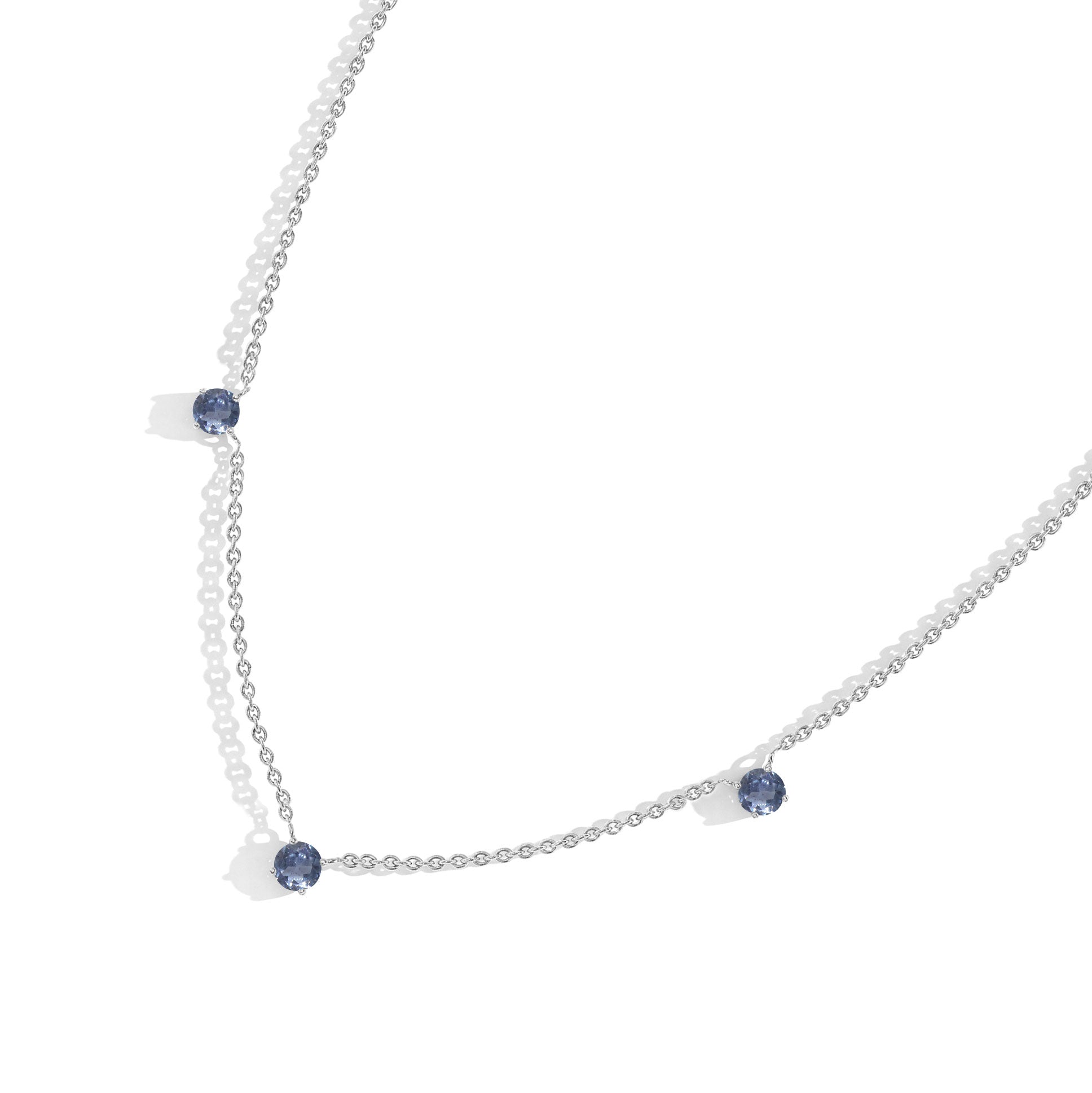 Fine gemstone Alexandrite necklace featuring elegant round stones for women.
