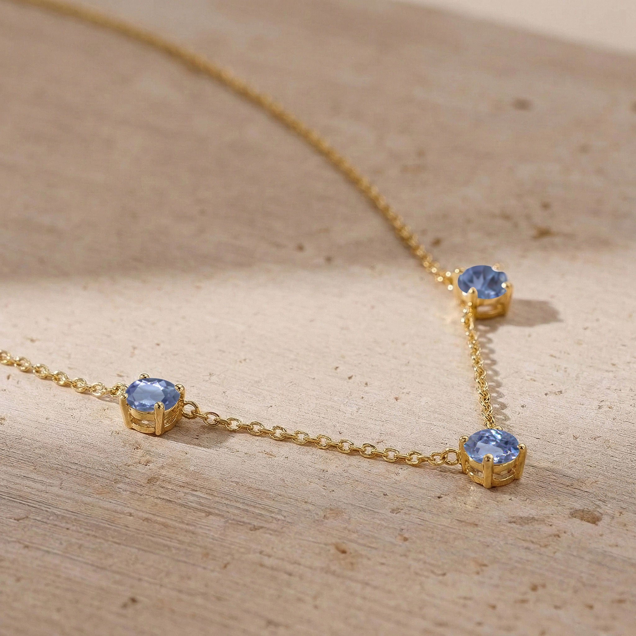Beautiful Alexandrite station necklace available in sterling silver and gold filled.

