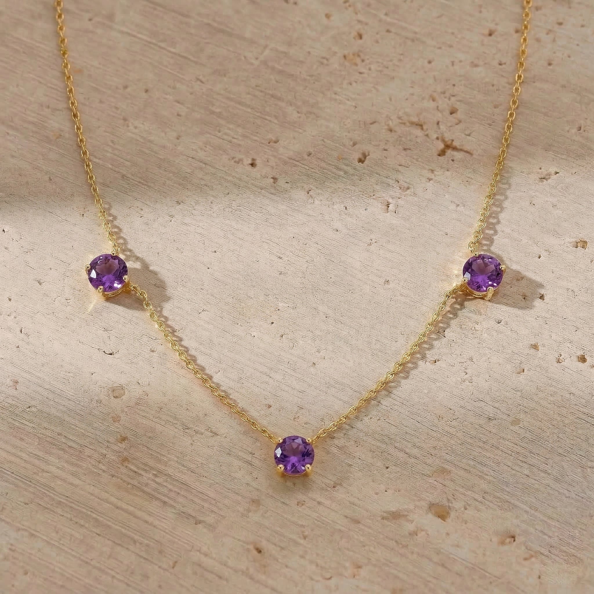 February birthstone Amethyst necklace gift for wife, girlfriend, mom, or daughter.
