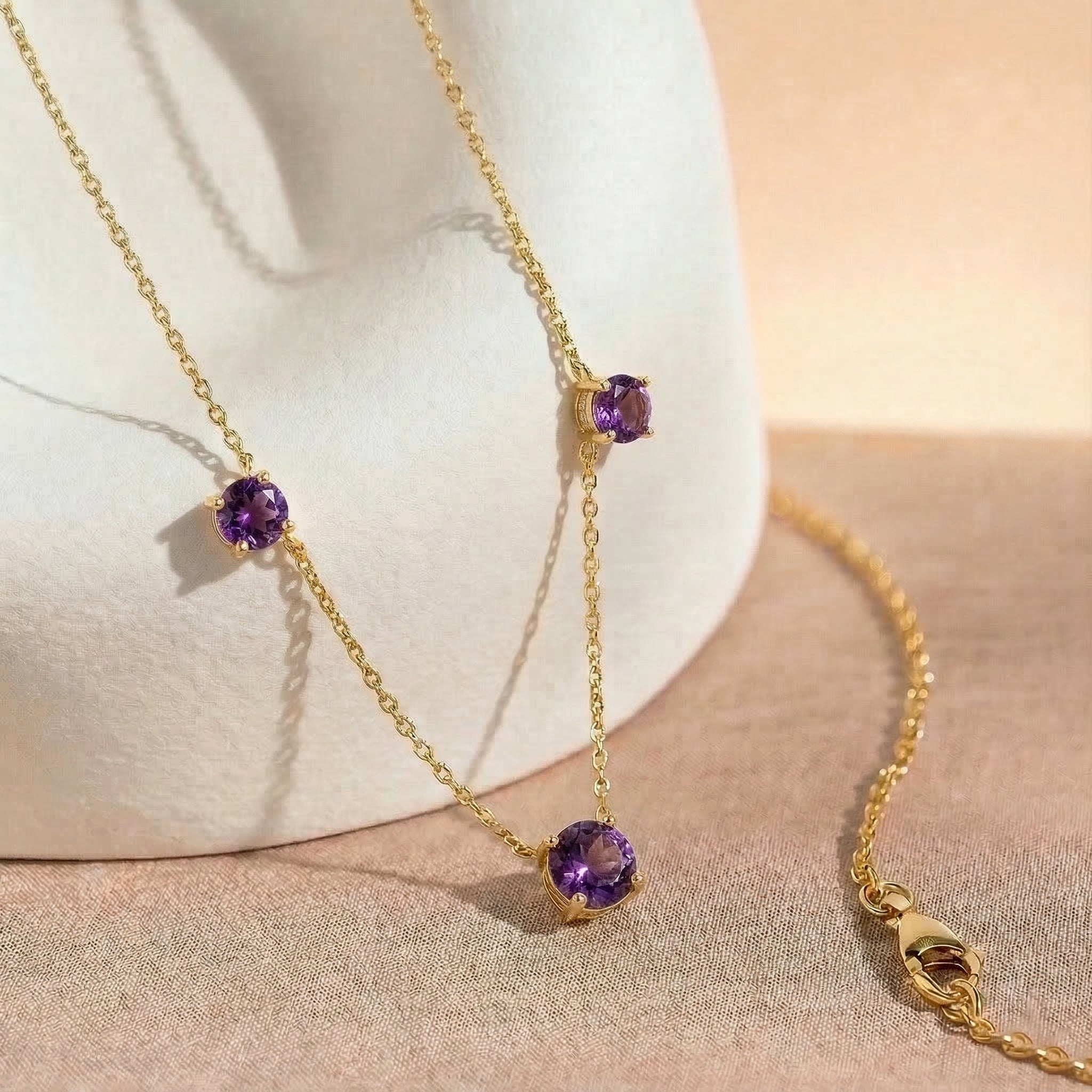 Delicate Amethyst necklace perfect for birthdays, anniversaries, and celebrations.
