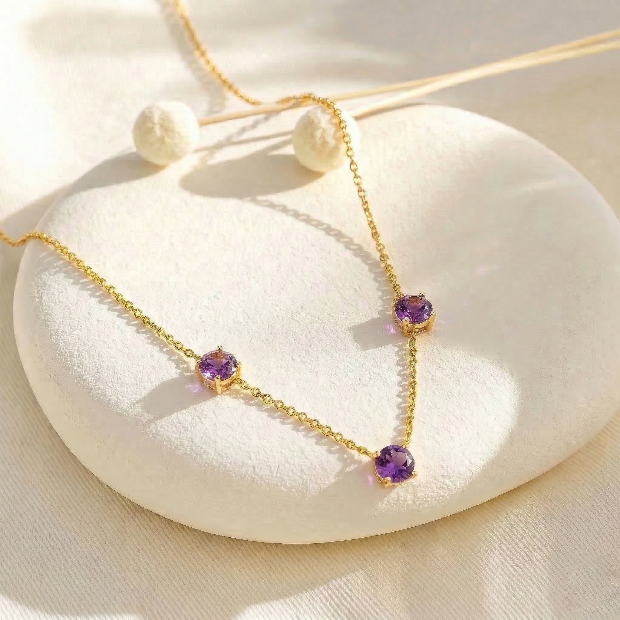 Lightweight sterling silver Amethyst necklace for everyday elegant wear.
