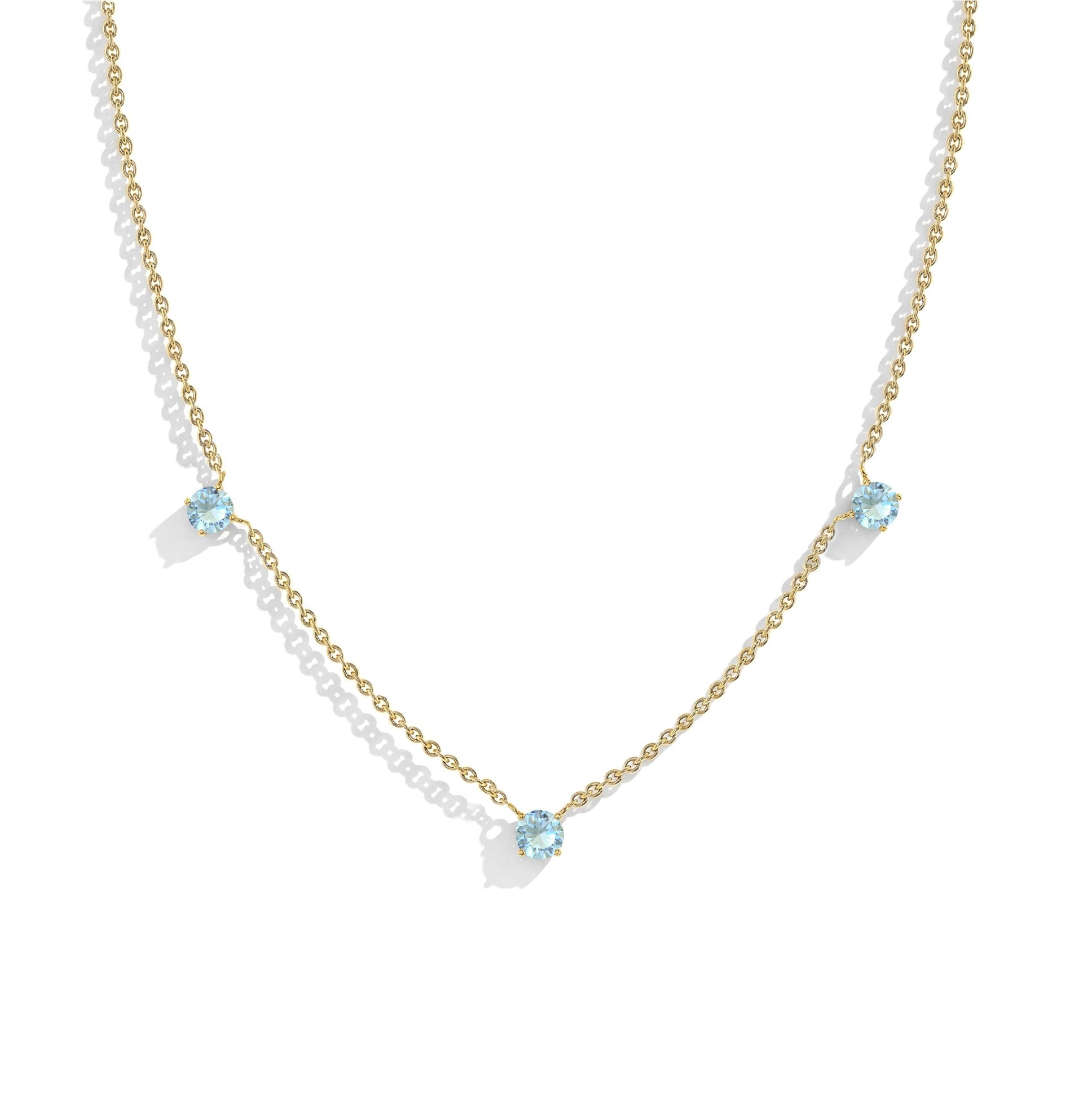 Delicate Aquamarine chain necklace with premium gemstone craftsmanship.
