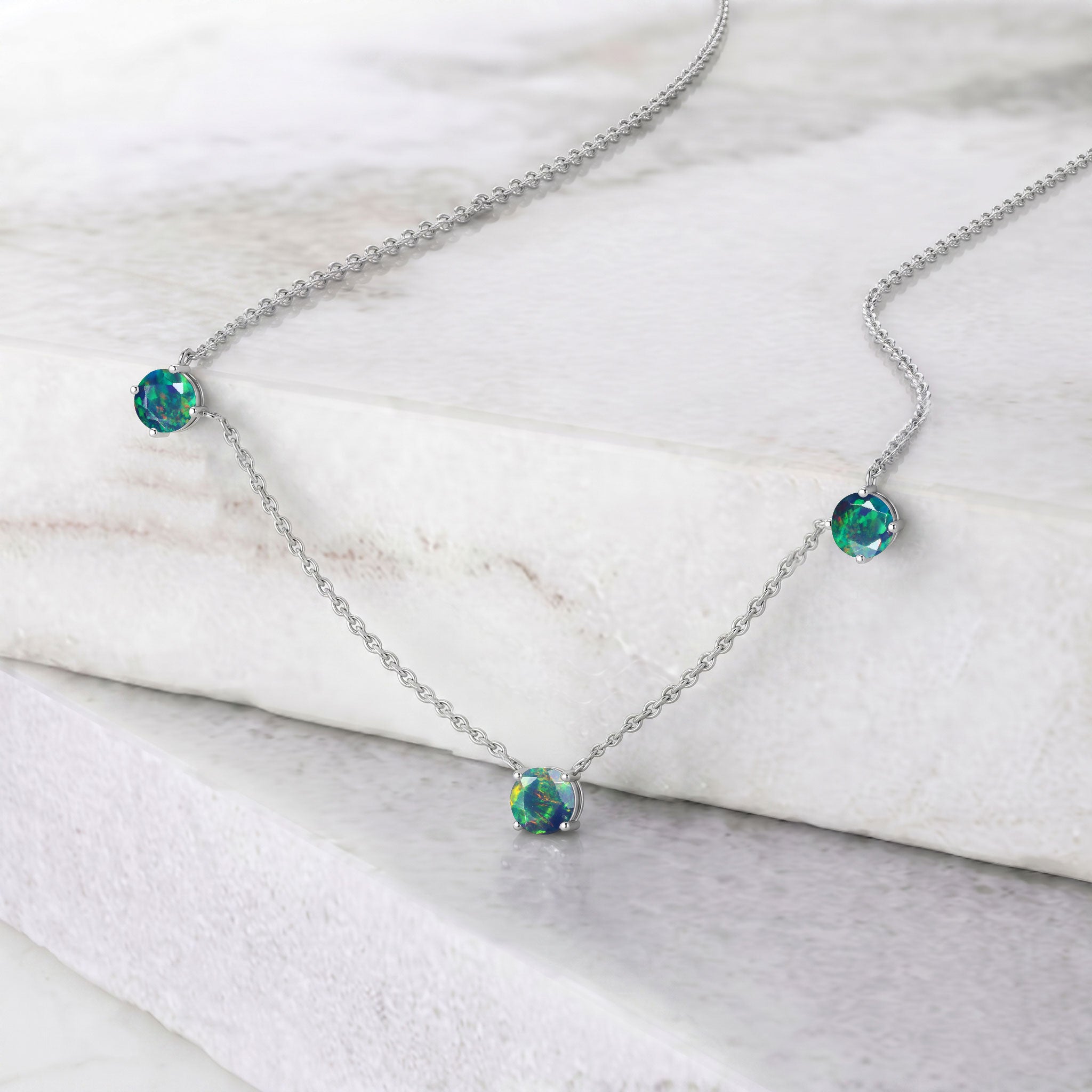 925 Sterling Silver Black Opal necklace with adjustable 16 inch chain and extender.

